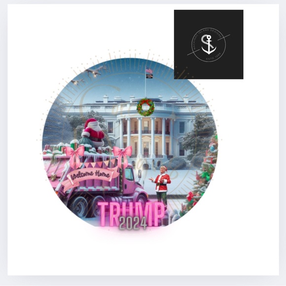 Making Christmas Merry Again Trump Ornament NEW Garbage Truck White House - Picture 3 of 3